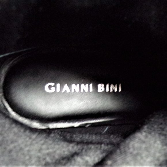 GIANNI BINI size 6.5M black suede low-rise flat-heel slouch boots metal studding - Picture 12 of 13